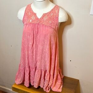 🎉Altar'd State Coral Lace Blouse High Front Low Back!